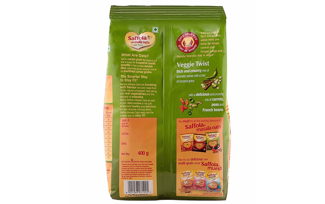Saffola Masala Oats Veggie Twist   Pack  400 grams